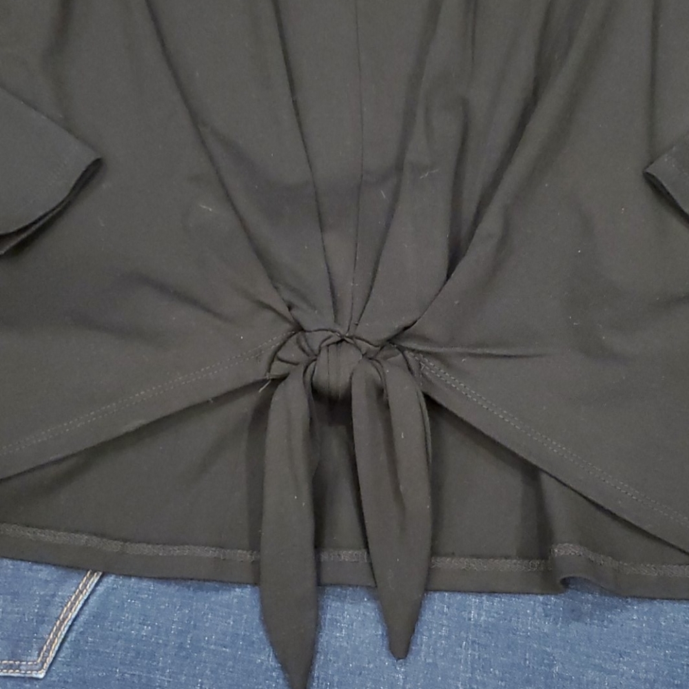 Womens Cupio black front tie top size S - Picture 3 of 4